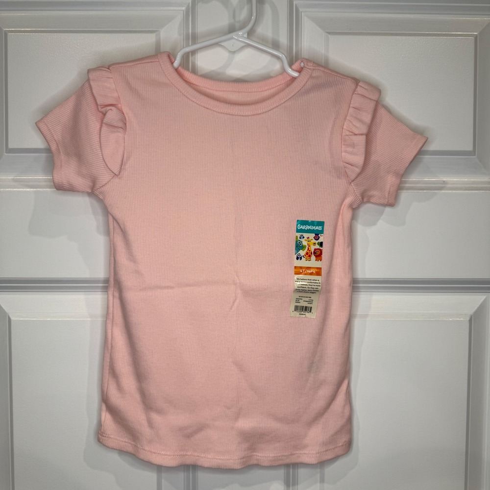 Garanimals Baby Girls Pink Ribbed Ruffle Sleeve T-Shirt‎ Top Size 4T